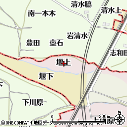 福島県伊達市堰上周辺の地図