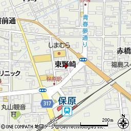 福島県伊達市保原町東野崎周辺の地図