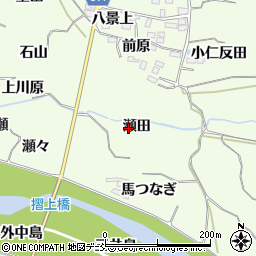 福島県福島市飯坂町東湯野瀬田周辺の地図