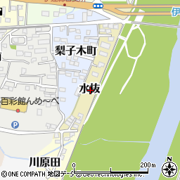 福島県伊達市水抜周辺の地図