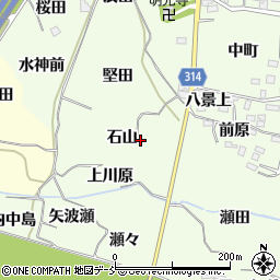 福島県福島市飯坂町東湯野石山周辺の地図