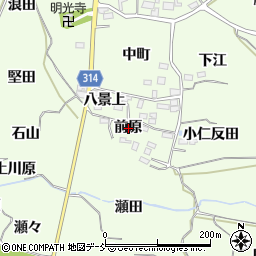 福島県福島市飯坂町東湯野前原周辺の地図