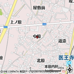 福島県福島市飯坂町平野中原周辺の地図