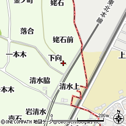 福島県福島市飯坂町東湯野（下向）周辺の地図