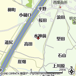 福島県福島市飯坂町東湯野水神前周辺の地図