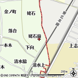 福島県福島市飯坂町東湯野姥石前周辺の地図