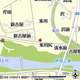 福島県福島市飯坂町湯野米川尻周辺の地図