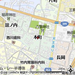 福島県伊達市本町周辺の地図