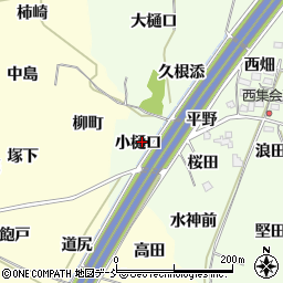 福島県福島市飯坂町東湯野小樋口周辺の地図