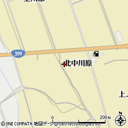 福島県伊達市保原町上保原北中川原周辺の地図