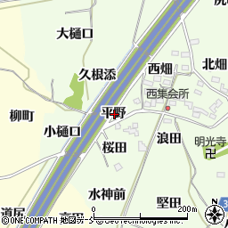 福島県福島市飯坂町東湯野平野周辺の地図