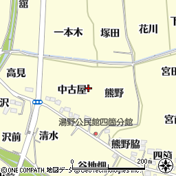 福島県福島市飯坂町湯野中古屋周辺の地図