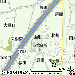 福島県福島市飯坂町東湯野西畑周辺の地図