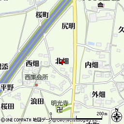 福島県福島市飯坂町東湯野北畑周辺の地図