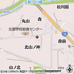福島県福島市飯坂町平野（北山ノ神）周辺の地図
