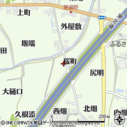 福島県福島市飯坂町東湯野桜町周辺の地図