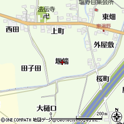 福島県福島市飯坂町東湯野堰端周辺の地図