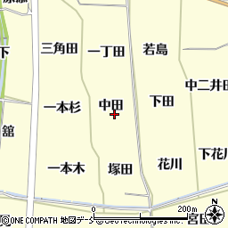 福島県福島市飯坂町湯野中田周辺の地図