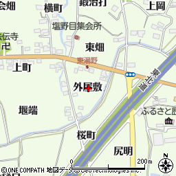 福島県福島市飯坂町東湯野外屋敷周辺の地図