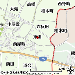 福島県福島市飯坂町東湯野東田周辺の地図
