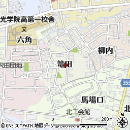 福島県伊達市篭田周辺の地図