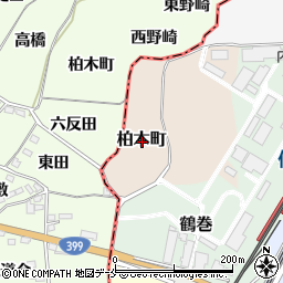 福島県伊達市柏木町周辺の地図