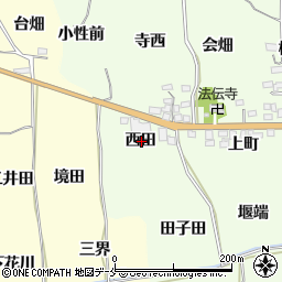 福島県福島市飯坂町東湯野西田周辺の地図