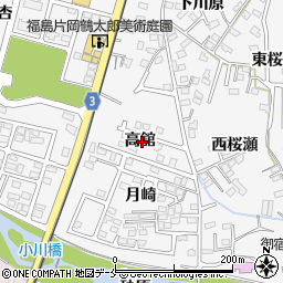 福島県福島市飯坂町（高舘）周辺の地図