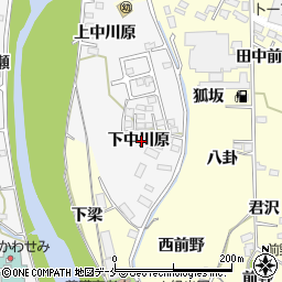 福島県福島市飯坂町下中川原周辺の地図