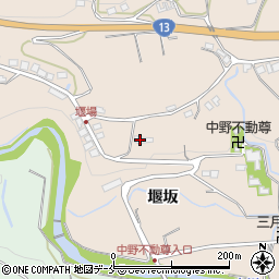 福島県福島市飯坂町中野（堰坂）周辺の地図