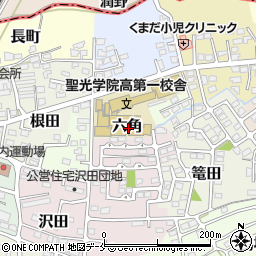 福島県伊達市六角周辺の地図