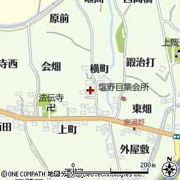福島県福島市飯坂町東湯野横町周辺の地図