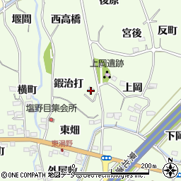 福島県福島市飯坂町東湯野鍜治打周辺の地図