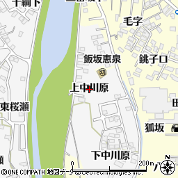 福島県福島市飯坂町上中川原周辺の地図