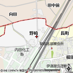 福島県伊達市野崎周辺の地図