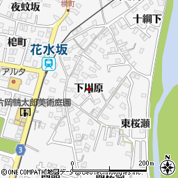 福島県福島市飯坂町下川原周辺の地図