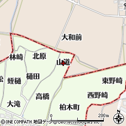 福島県福島市飯坂町東湯野山道周辺の地図