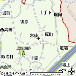 福島県福島市飯坂町東湯野宮後周辺の地図