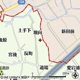 福島県福島市飯坂町東湯野堰向周辺の地図