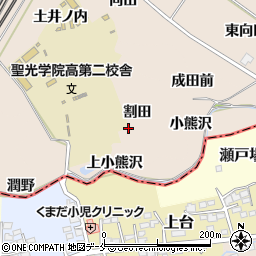 福島県伊達郡桑折町成田割田周辺の地図
