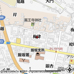 福島県福島市飯坂町梅津周辺の地図