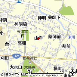 福島県福島市飯坂町湯野山岸周辺の地図