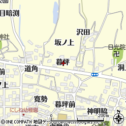 福島県福島市飯坂町湯野暮坪周辺の地図