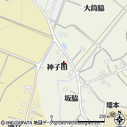 福島県伊達市梁川町新田（神子田）周辺の地図