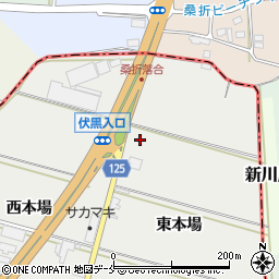 福島県伊達市伏黒（東本場）周辺の地図
