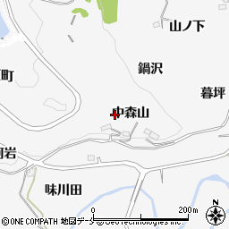 福島県福島市飯坂町中森山周辺の地図