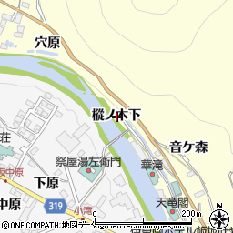 福島県福島市飯坂町湯野樅ノ木下周辺の地図