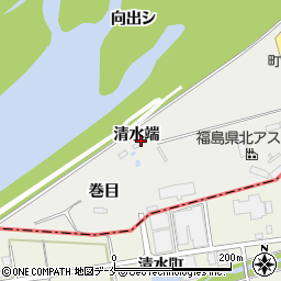 福島県伊達郡桑折町伊達崎清水端周辺の地図