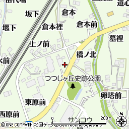 福島県伊達郡桑折町万正寺天神森周辺の地図