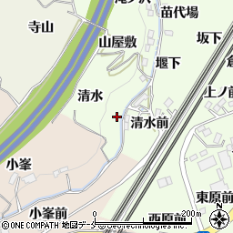 福島県伊達郡桑折町万正寺清水周辺の地図